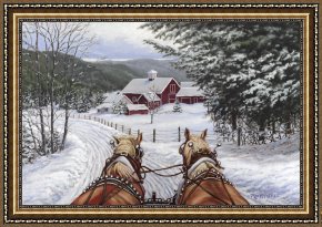 Wolfe Framed Paintings - Sleigh Bells by Richard De Wolfe
