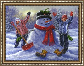 Wolfe Framed Paintings - Snow Day by Richard De Wolfe