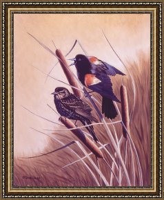 Between Geest And Marsh Framed Paintings - Song of the Marsh by Richard De Wolfe