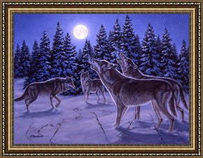 Wolfe Framed Paintings - The Howling by Richard De Wolfe