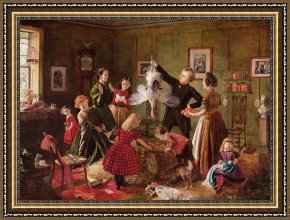 Robert Framed Prints - The Christmas Hamper by Robert Braithwaite Martineau