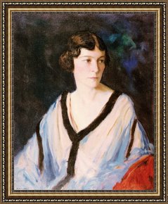 Mr And Mrs a Mosselman And Their Two Daughters Framed Paintings - Portrait of Mrs. Edward H. (catherine) Bennett by Robert Henri