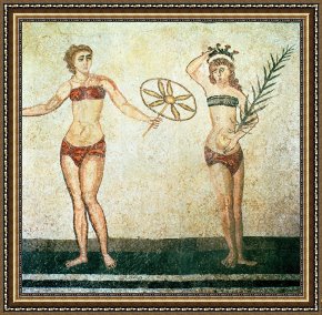 Woman with Cello Framed Prints - Women in bikinis from the Room of the Ten Dancing Girls by Roman School