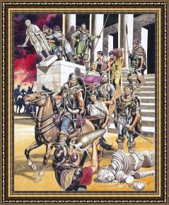 When The West with Evening Glows Framed Paintings - The Fall of the Roman Empire in the West by Ron Embleton