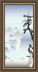 Four Boars in a Landscape Framed Paintings - Landscape with Philosopher 1996 by Roy Lichtenstein