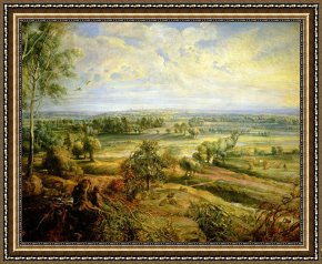 Autumn Framed Prints - An Autumn Landscape with a view of Het Steen in the Early Morning by Rubens