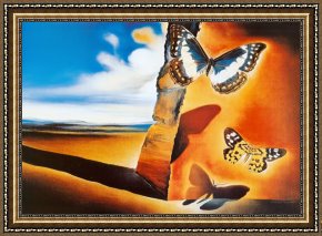 Evocation of Butterflies Framed Paintings - Landscape with Butterflies by Salvador Dali