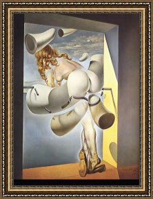 Young Framed Prints - Young Virgin Auto Sodomized by The Horns of Her Own Chastity by Salvador Dali