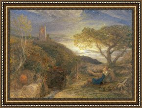Tower of Babel Bible Illustration Framed Paintings - The Lonely Tower by Samuel Palmer