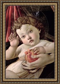 Sandro Botticelli Framed Prints - Detail of the Christ Child from the Madonna of the Pomegranate by Sandro Botticelli