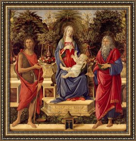 Sandro Botticelli Framed Prints - Madonna with Saints by Sandro Botticelli