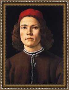 Sandro Botticelli Framed Prints - Portrait of a Young Man by Sandro Botticelli