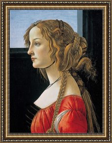 Sandro Botticelli Framed Prints - Portrait Of A Young Woman by Sandro Botticelli