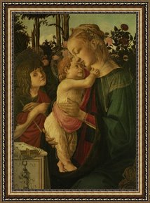 Holy Family with The Infant Saint John The Baptist And Saint Francis Framed Paintings - The Madonna And Child with The Infant Saint John The Baptist by Sandro Botticelli