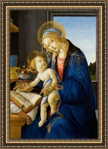 Sandro Botticelli Framed Prints - The Virgin And Child (the Madonna of The Book) by Sandro Botticelli