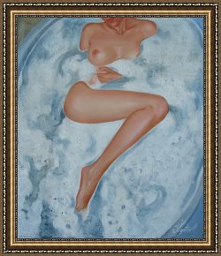 Bath Pastels Framed Paintings - The milk bath by Sergey Ignatenko