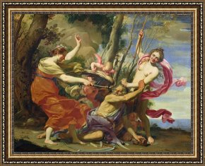 Beauty Framed Paintings - Time Overcome by Youth and Beauty by Simon Vouet