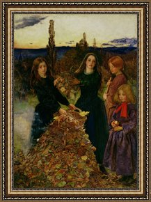 Leaves Framed Paintings - Autumn Leaves by Sir John Everett Millais