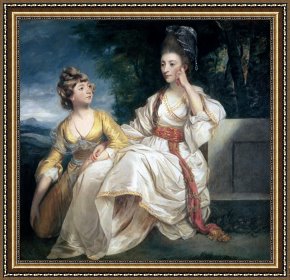 Mr And Mrs a Mosselman And Their Two Daughters Framed Paintings - Mrs Thrale and her Daughter Hester by Sir Joshua Reynolds