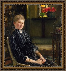 Mr And Mrs a Mosselman And Their Two Daughters Framed Paintings - Portrait of Mrs Ralph Sneyd by Sir Lawrence Alma-Tadema
