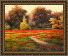 Newburyport Meadows Framed Prints - Poppy Meadows I by T. C. Chiu