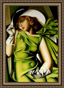 The Green Sail Framed Prints - Young Girl with Gloves in Green 1929 by tamara de lempicka
