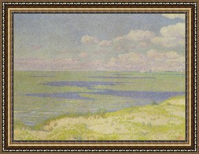 Night View of a Barge And It's Tug on The Kanawha River Framed Paintings - View of the River Scheldt by Theo van Rysselberghe