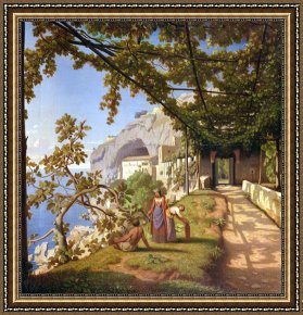 View of Delft Framed Paintings - View of Capri by Theodore Aligny