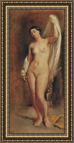 Cubist Nude Orange And Purple Framed Paintings - Standing Female Nude by Theodore Chasseriau