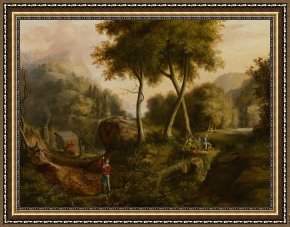 Exterior Framed Paintings - Landscape by Thomas Cole