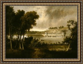 Night View of a Barge And It's Tug on The Kanawha River Framed Paintings - View of The Fairmount Waterworks, Philadelphia, From The Opposite Side of The Schuylkill River by Thomas Doughty