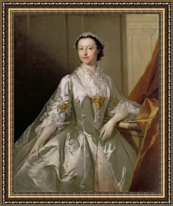 Mr And Mrs a Mosselman And Their Two Daughters Framed Paintings - Mrs Wardle by Thomas Frye