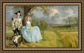 Mr And Mrs a Mosselman And Their Two Daughters Framed Paintings - Mr and Mrs Andrews by Thomas Gainsborough