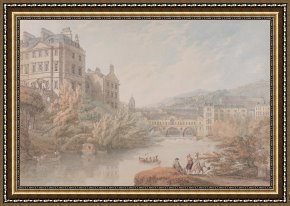 Bath Pastels Framed Paintings - View of Bath from Spring Gardens by Thomas Hearne