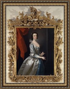 Royal Framed Prints - Portrait of a Woman, Probably Elizabeth Aislabie, of Studley Royal, Yorkshire by Thomas Hudson