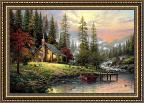 The Incredulity of Saint Thomas Framed Paintings - A Peaceful Retreat by Thomas Kinkade