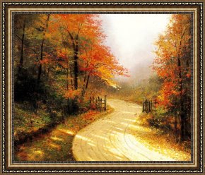 Boar Lane Framed Prints - Autumn Lane by Thomas Kinkade