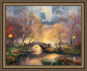 The Incredulity of Saint Thomas Framed Paintings - Central Park in The Fall by Thomas Kinkade