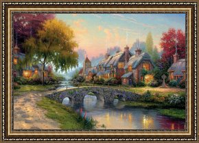 The Incredulity of Saint Thomas Framed Paintings - Cobblestone Bridge by Thomas Kinkade