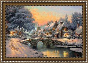 The Incredulity of Saint Thomas Framed Paintings - Cobblestone Christmas by Thomas Kinkade