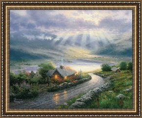 Clocktower Cottage Framed Paintings - Emerald Isle Cottage by Thomas Kinkade