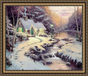A Quiet Evening Framed Prints - Evening Glow by Thomas Kinkade