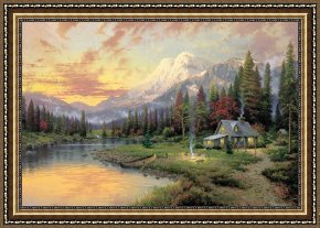 A Quiet Evening Framed Prints - Evening Majesty by Thomas Kinkade