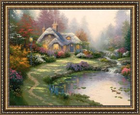 Clocktower Cottage Framed Paintings - Everett's Cottage by Thomas Kinkade