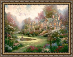 The Brandenburg Gate Berlin Framed Paintings - Gardens Beyond Spring Gate by Thomas Kinkade