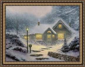 A Quiet Evening Framed Prints - Home for The Evening by Thomas Kinkade