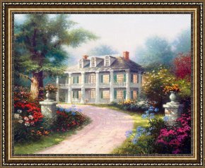 House Framed Prints - Homestead House by Thomas Kinkade