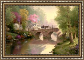 Hometown Pride Framed Prints - Hometown Bridge by Thomas Kinkade
