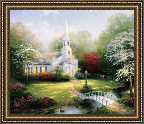 Hometown Pride Framed Prints - Hometown Chapel by Thomas Kinkade