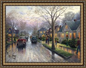 Hometown Pride Framed Prints - Hometown Christmas by Thomas Kinkade